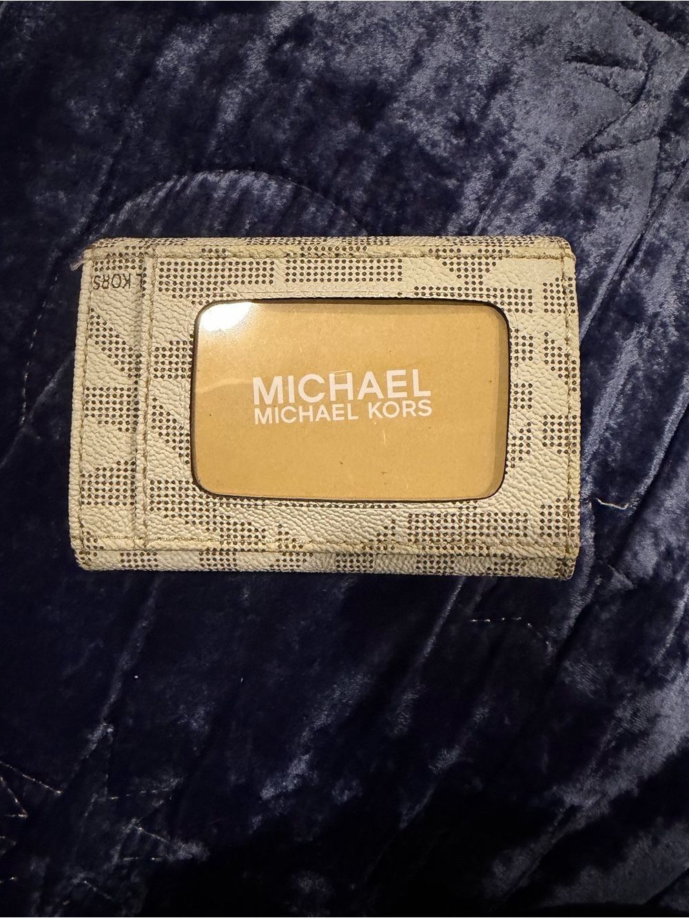 Michael Kors Beige Logo Continental Wallet with Gold Plaque Accent - Picture 2 of 3